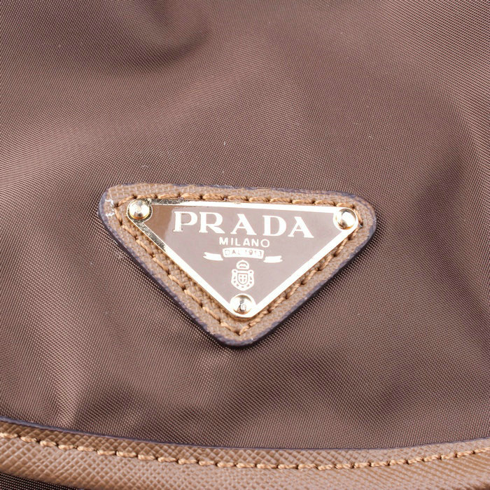 2014 Prada microfiber nylon drawstring backpack bag BZ0030 brown